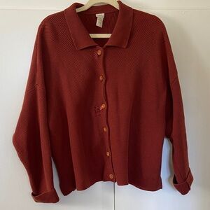 J. Jill Burnt Orange 100% Cotton Knit Cardigan